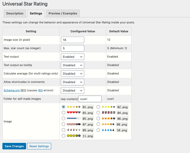 Wordpressで星マークのレビューを表示するプラグイン Universal Star Rating の使い方