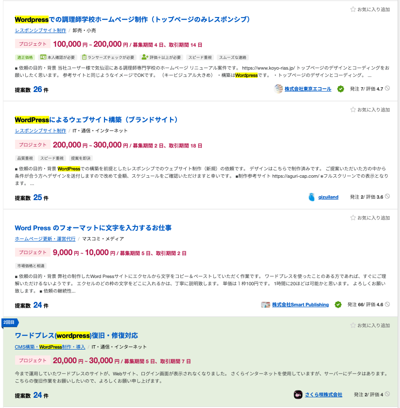 WordPressの仕事