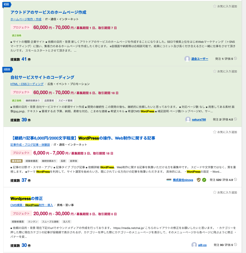 WordPressの仕事