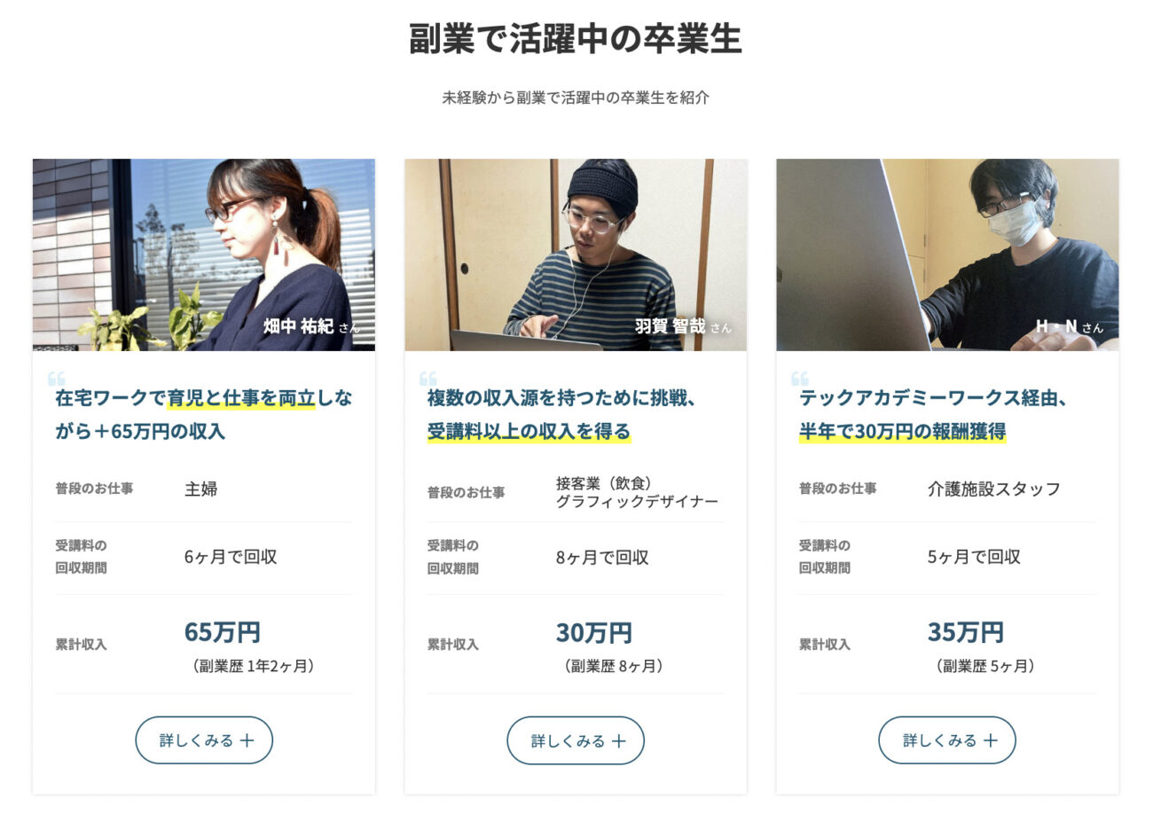 副業で活躍中の卒業生
