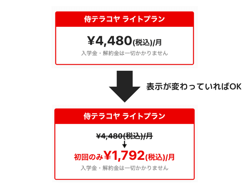侍テラコヤ(SAMURAI TERAKOYA)のクーポンコードの適用方法
